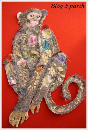 Le singe - broderie contemporaine